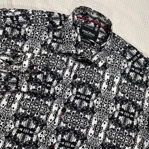 Maceoo Fibonacci Mens 2/S Shirt Black White 3D Playing Cards Italian Fabric